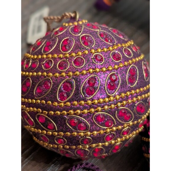 VTG Pier One Christmas Ornaments Rhinestone Jeweled Beaded Embroidered Tassled - Picture 3 of 12